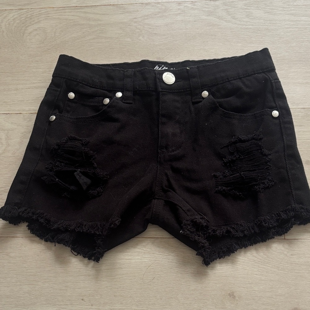 Pinc Distressed Black Denim Shorts